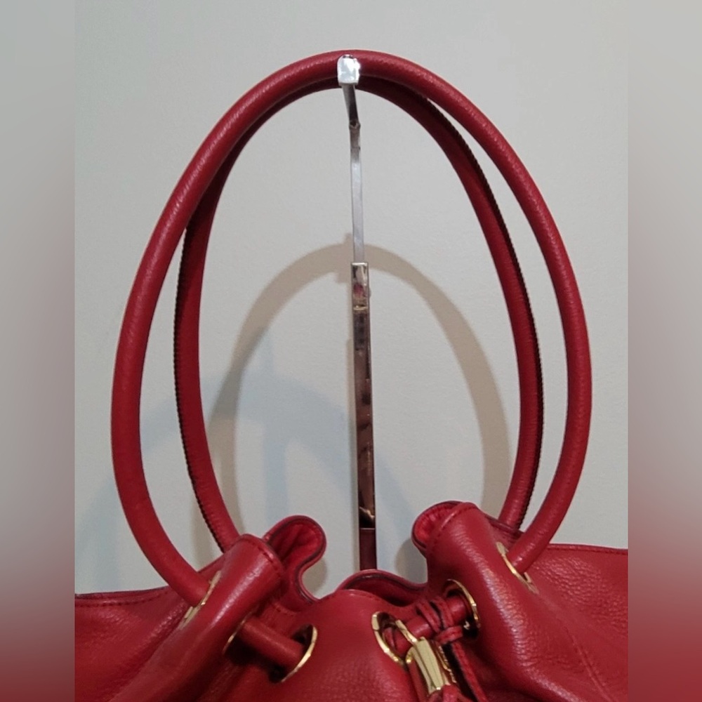 MICHAEL Michael Kors East West Ring Red Pebbled Leather Tote Shoulder Bag - Picture 13 of 16